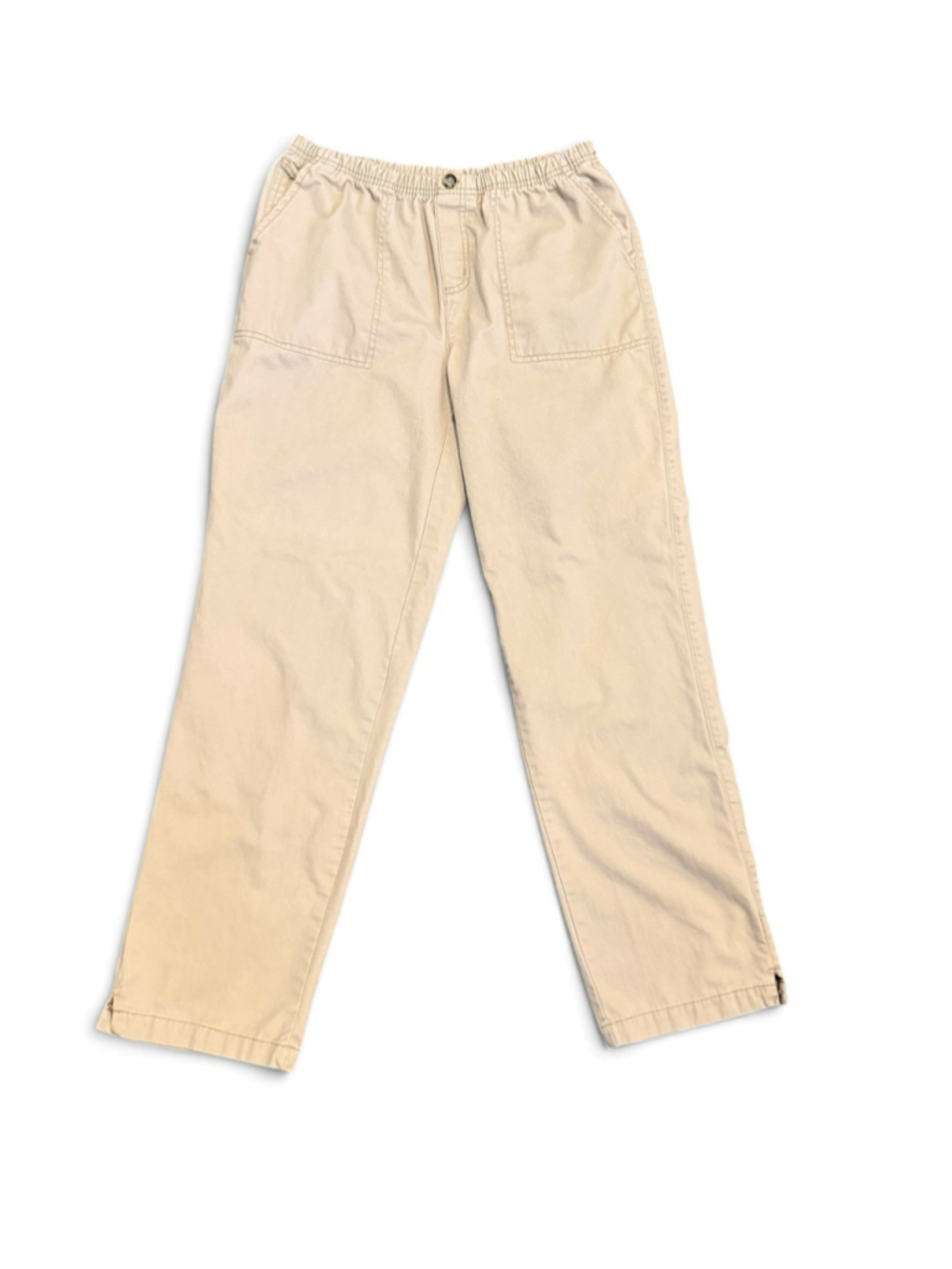 Mountain Lake Womens Small Khaki Pants 100% Cotton Elastic Waist Straight Leg